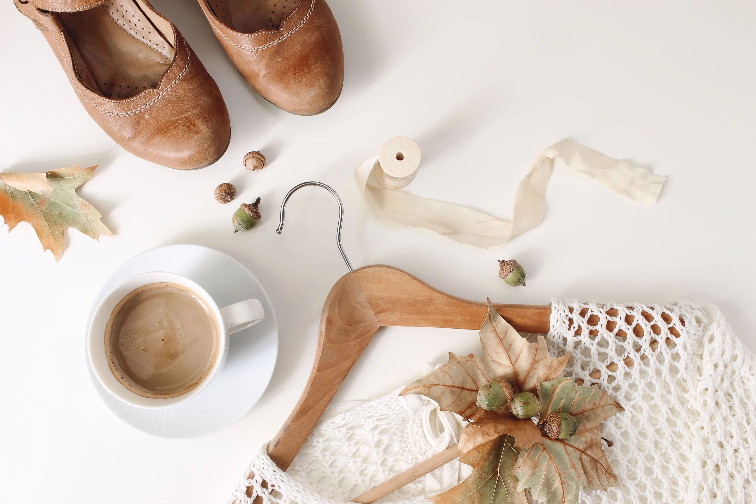 Curated vintage fashion flat lay with accessories