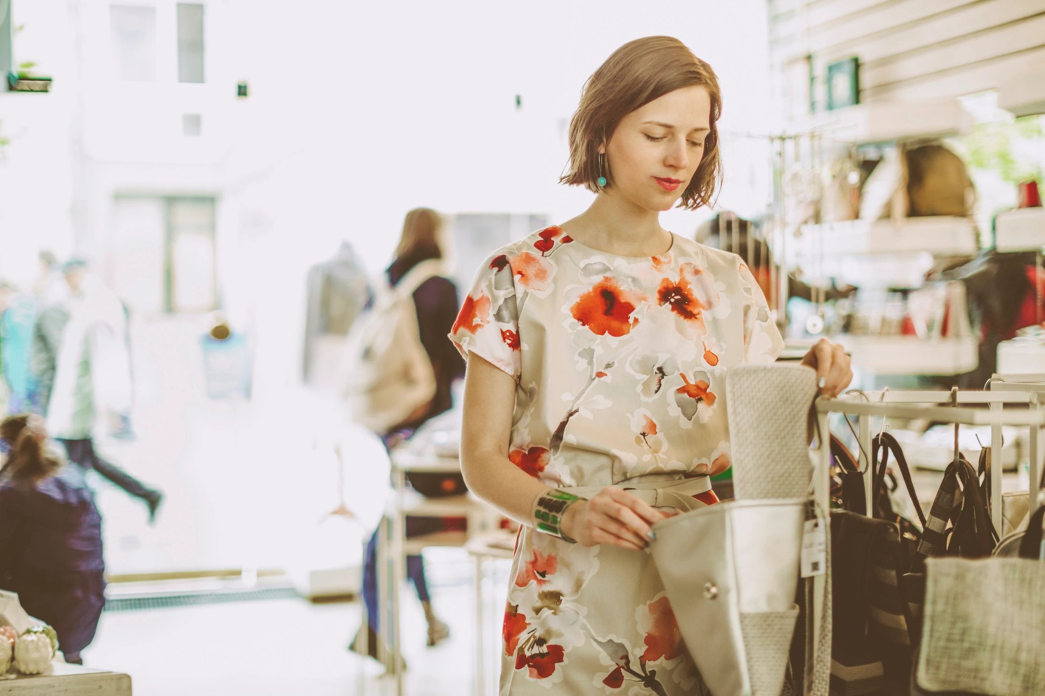 Boutique owner working in a fashion store